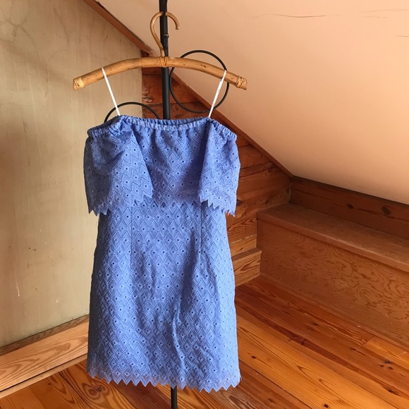 Kensie Periwinkle Blue Eyelet Dress, NWT, M - Picture 2 of 14